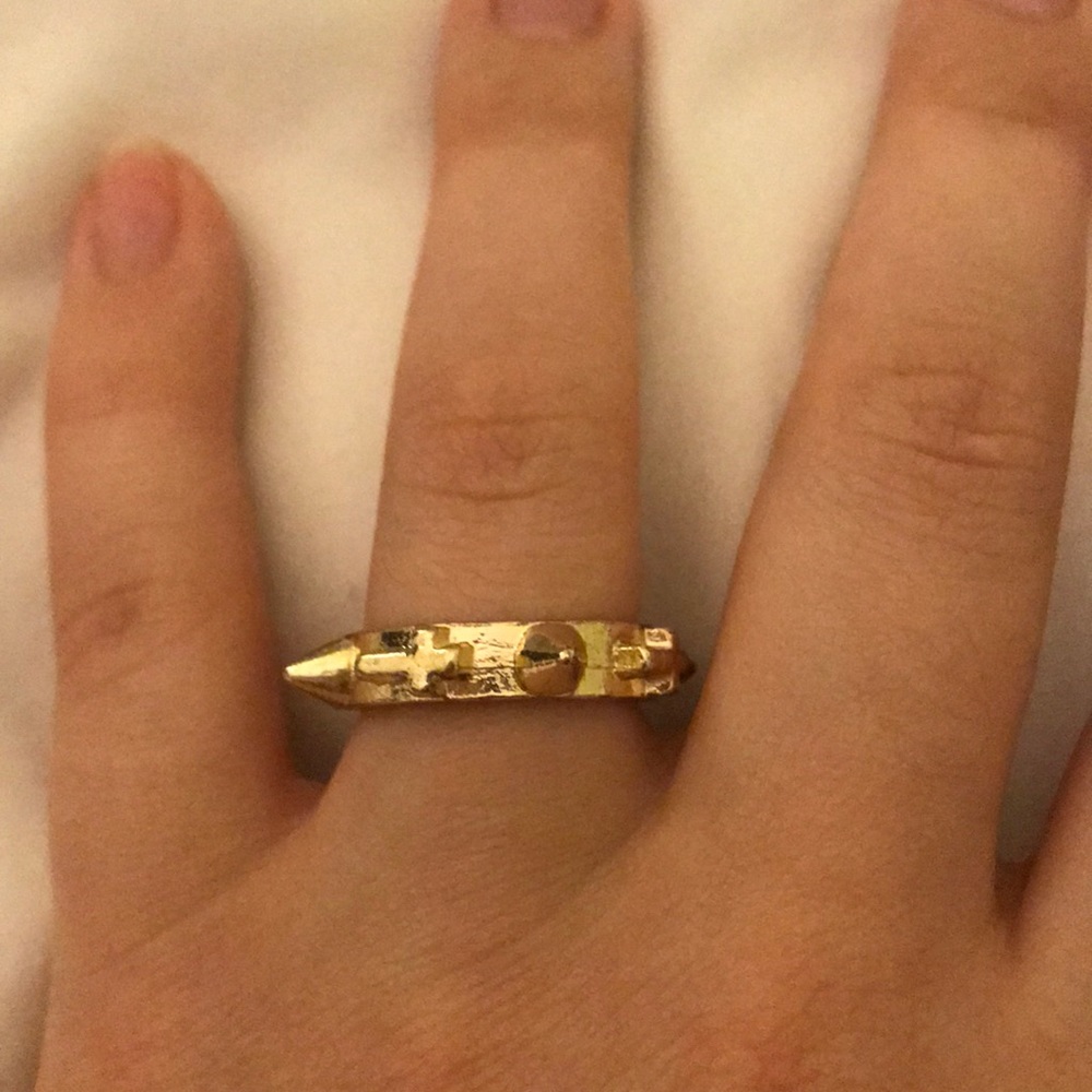 Gold Spikes and Crosses Ring
